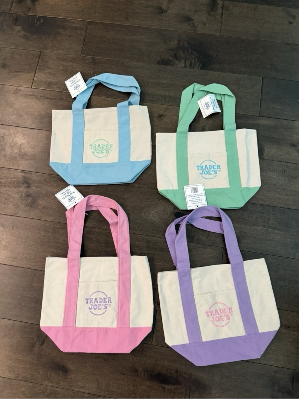 Trader Joe's Canvas Tote Bag – Pink, Mint, Blue Options